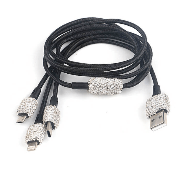 Bling Rhinestone Dual USB Car Charger Set - Clear, Red, Pink, Black - ICY Couture