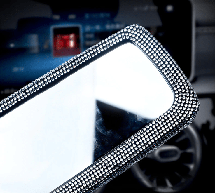 Clip-on Rhinestone Rearview Mirror Cover - Bling Car Interior Accessory - ICY Couture