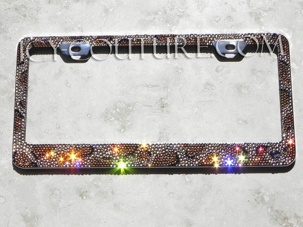 Leopard Print - Swarovski License Plate Frame, Crystallized Crystal Bling Plate Frames by ICY Couture.