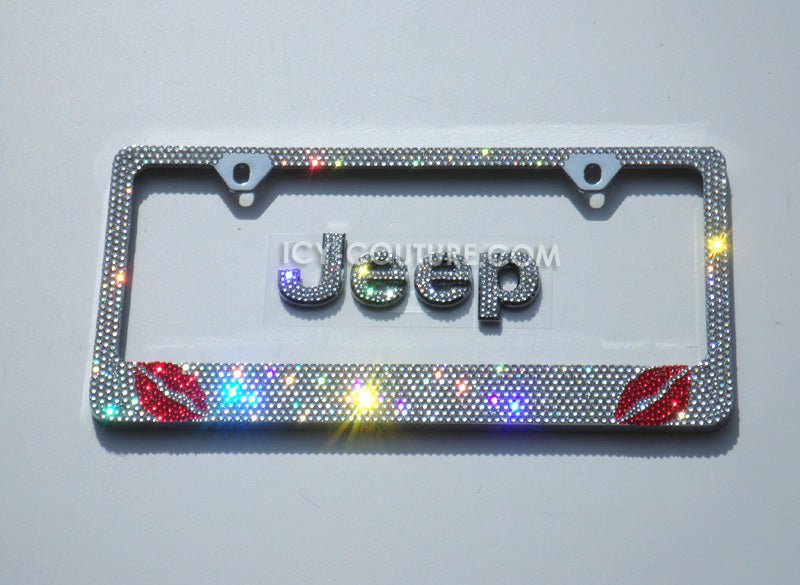Lips Print | Swarovski License Plate Frame, Crystallized Crystal Bling Plate Frames by ICY Couture.