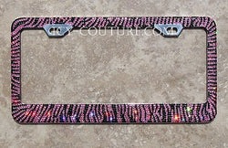 Pink Zebra - Swarovski License Plate Frame, Crystallized Crystal Bling Plate Frames by ICY Couture.