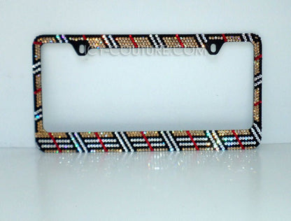 Golden Plaid | Swarovski License Plate Frame, Crystallized Crystal Bling Plate Frames by ICY Couture.