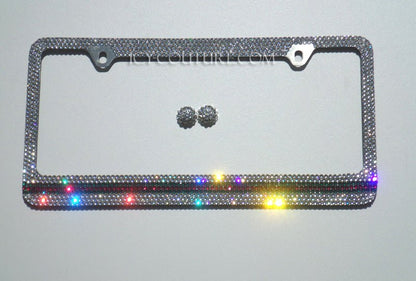 3-color stripes | Swarovski License Plate Frame, Crystallized Diamond Crystals Plate Frames by ICY Couture.
