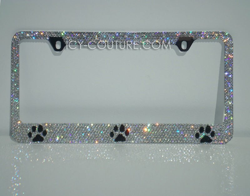 Paw Prints - Swarovski License Plate Frame, Crystallized Crystal Bling Plate Frames by ICY Couture.