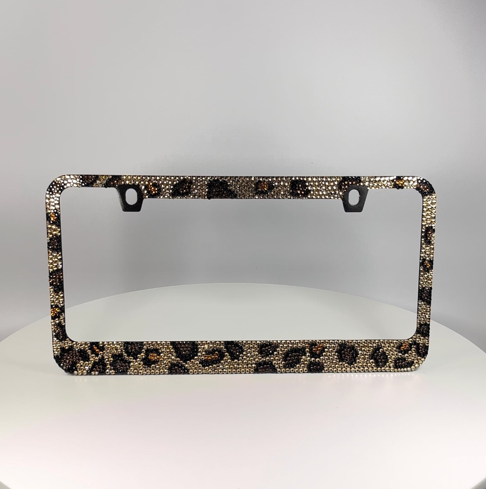 Leopard Print Swarovski License Plate Frame, Crystallized Crystal Bling Plate Frames by ICY Couture.