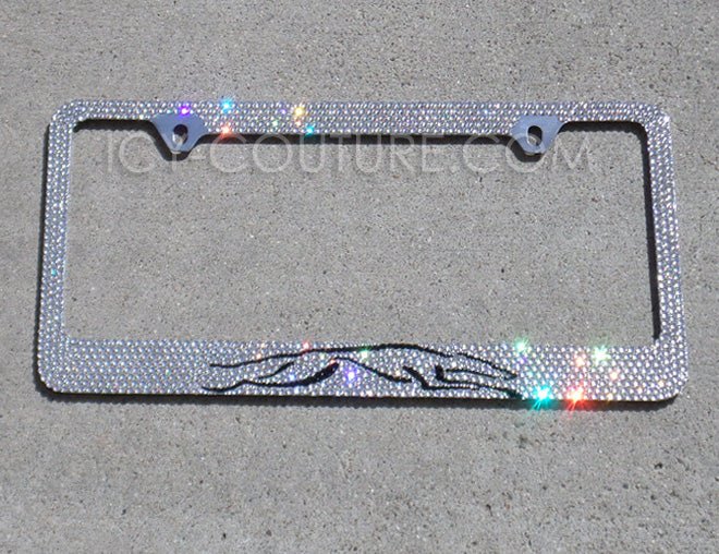 Running greyhound - Swarovski Crystal Bling License Plate frame crystallized bling plate frames by ICY Couture 