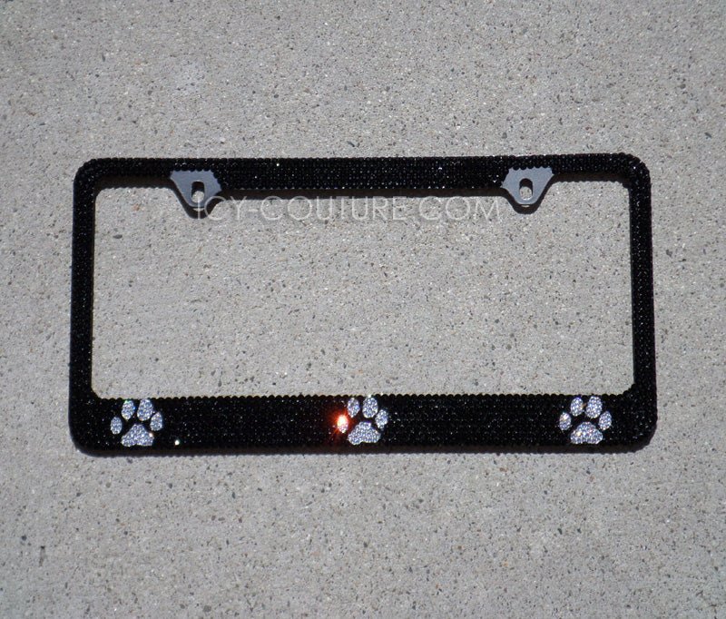 Paws - Swarovski Crystal Bling License Plate frame crystallized by ICY Couture