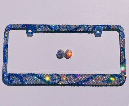 Waves of Abundance | Swarovski License Plate Frame, Crystallized Crystal Bling Plate Frames by ICY Couture.