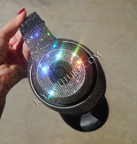 Black Diamond Ombre Crystallized on Studio Beats Headphones with tiny size ss5 Swarovski Crystals by ICY Couture