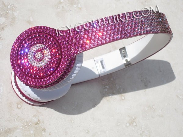 Pink Bling Headphones Crystallized with Swarovski crystals in Ombre Design by ICY Couture