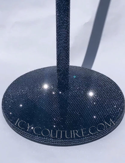 Jet Hematite Custom Bling Microphone Stand Custom Bedazzled with Swarovski Crystals or Premium Glass Rhinestones | ICY Couture
