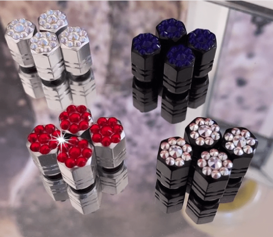 Custom Crystal Color Bling Tire Valve Caps | Set of 4 - ICY Couture