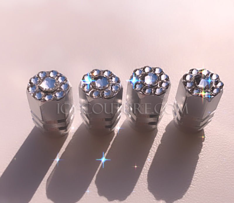Custom Crystal Color Bling Tire Valve Caps | Set of 4 - ICY Couture