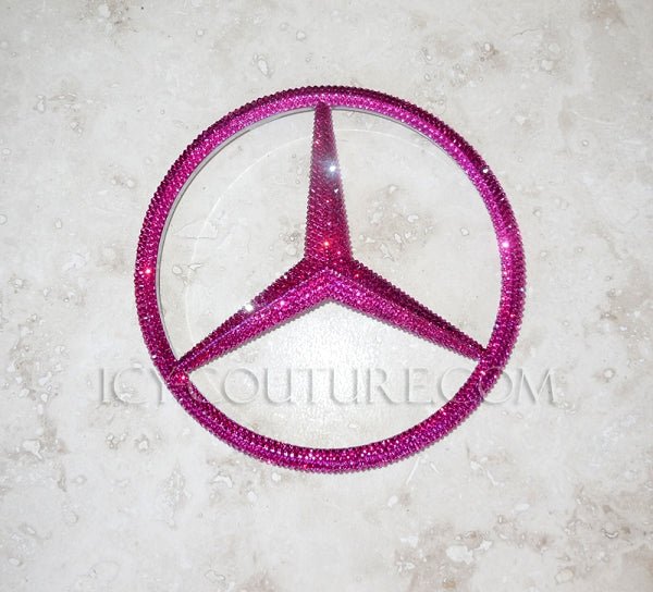 Custom Crystal Mercedes-Benz Emblems by ICY Couture made on genuine replacement emblem with Swarovski Crystals for Mercedes-Benz vehicles.