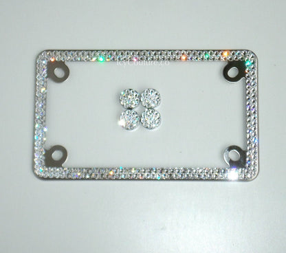 Diamond Clear Fabulous Sparkling Bling Motorcycle License Plate Frame Crystallized by ICY Couture with Swarovski Crystals or Glass Rhinestones