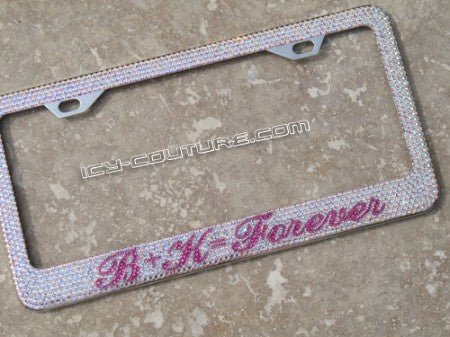 Custom Message Bling License Plate Frames With Swarovski Crystals, Bedazzled by ICY Couture