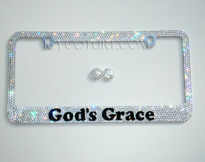 God's Grace Swarovski Crystals License Plate Frame Bedazzled by ICY Couture