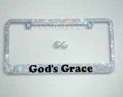 God's Grace Swarovski Crystals License Plate Frame Bedazzled by ICY Couture