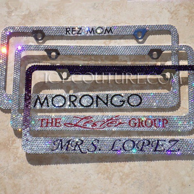 CUSTOM MESSAGE Sparkling Crystal License Plate Frames Crystallized by ICY Couture