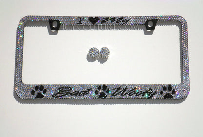 Dog Lovers Custom Bling License Plate Frames With Swarovski Crystals, Bedazzled by ICY Couture