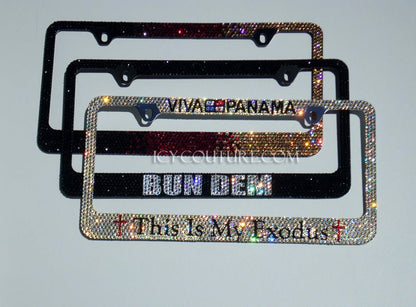Custom Message Bling License Plate Frames With Swarovski Crystals, Bedazzled by ICY Couture