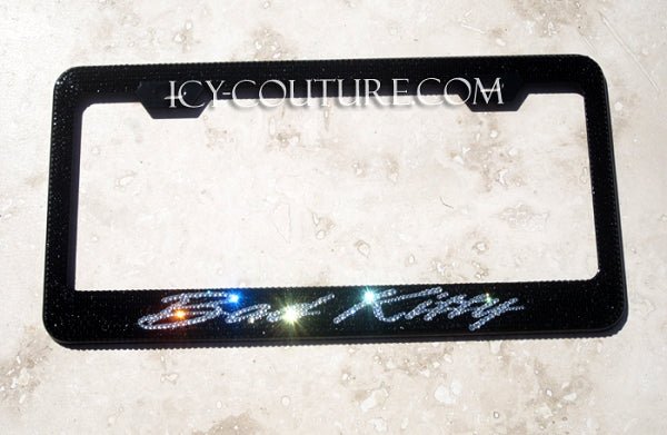 Bad Kitty - Cat lovers Custom Bling License Plate Frames With Swarovski Crystals, Bedazzled by ICY Couture