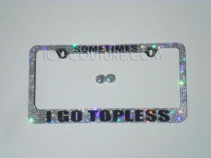 Funny License Plate Frame For Your Convertible Custom Bling License Plate Frames With Swarovski Crystals, Bedazzled by ICY Couture