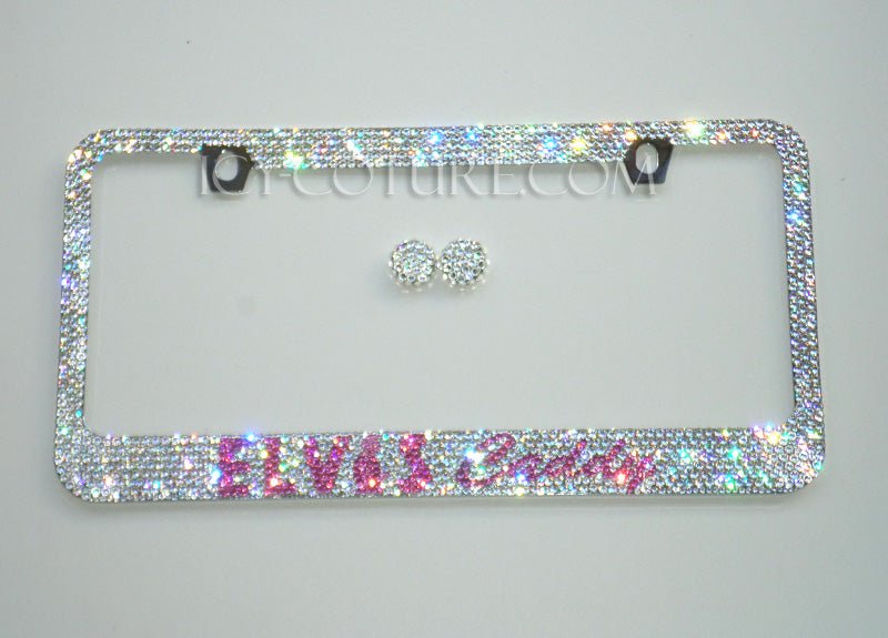 For Elvis fans and your cadillac - Custom Bling License Plate Frames With Swarovski Crystals, Bedazzled by ICY Couture