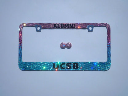 Custom College Bling License Plate Frames With Swarovski Crystals, Bedazzled by ICY Couture