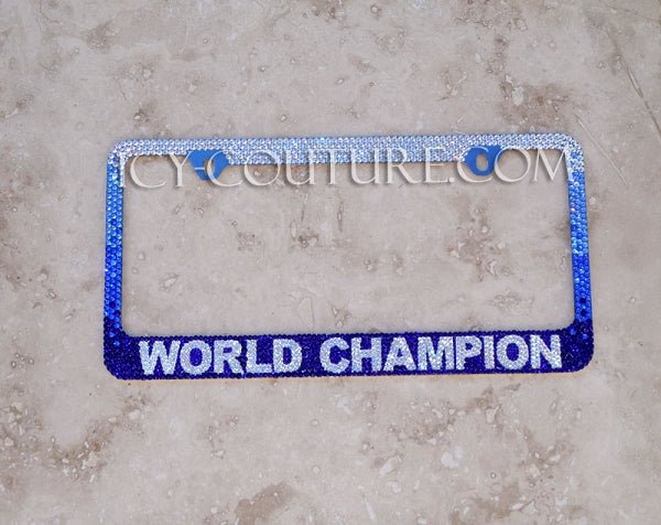 World Champion Custom Bling License Plate Frames With Swarovski Crystals, Bedazzled by ICY Couture