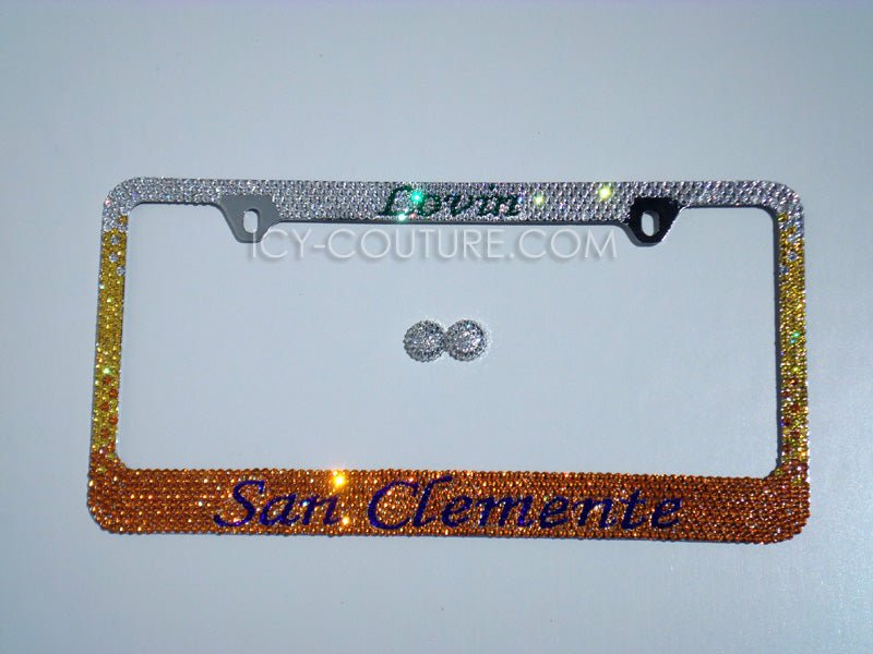 San Clemente Custom Bling License Plate Frames With Swarovski Crystals, Bedazzled by ICY Couture