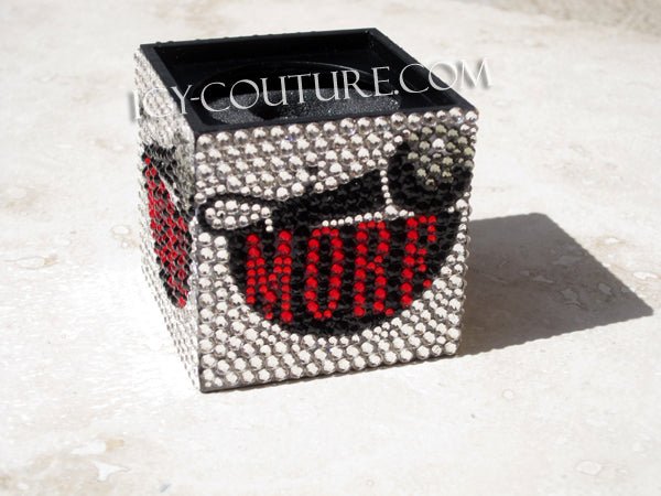 Custom Logo Square Microphone Flag Bedazzled with Rhinestones 