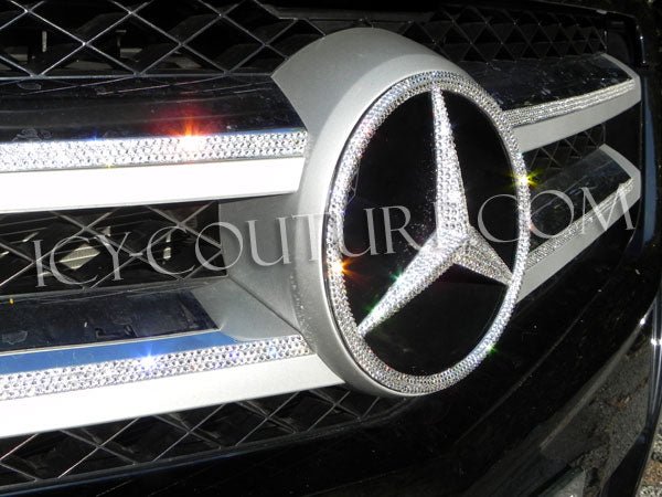 Mercedes Grille and Emblem Crystallized by ICY Couture with Diamond Clear Swarovski Crystals installed on a car 