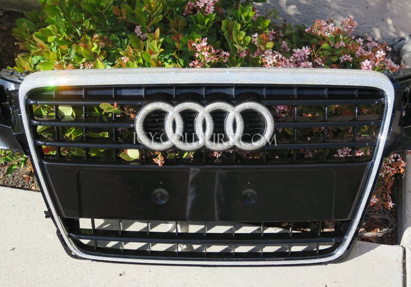 Crystallized Audi Grille and Matching Audi Emblem with Diamond Clear Swarovski Crystals custom bedazzled by ICY Couture.