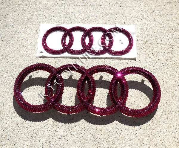Set of Ruby Super Sparkling Diamond Clear Bling Audi Grille/Front Emblem, bedazzled with Swarovski Crystals by ICY Couture.