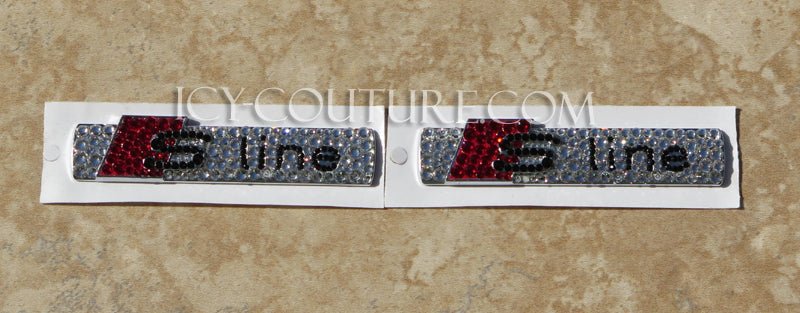 Bling Audi S Line badges, custom bedazzled with Swarovski Crystals by ICY Couture.