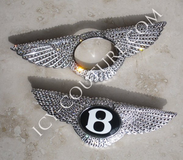 Diamond Bentley Wings emblems custom crystallized with Swarovski crystals by ICY Couture