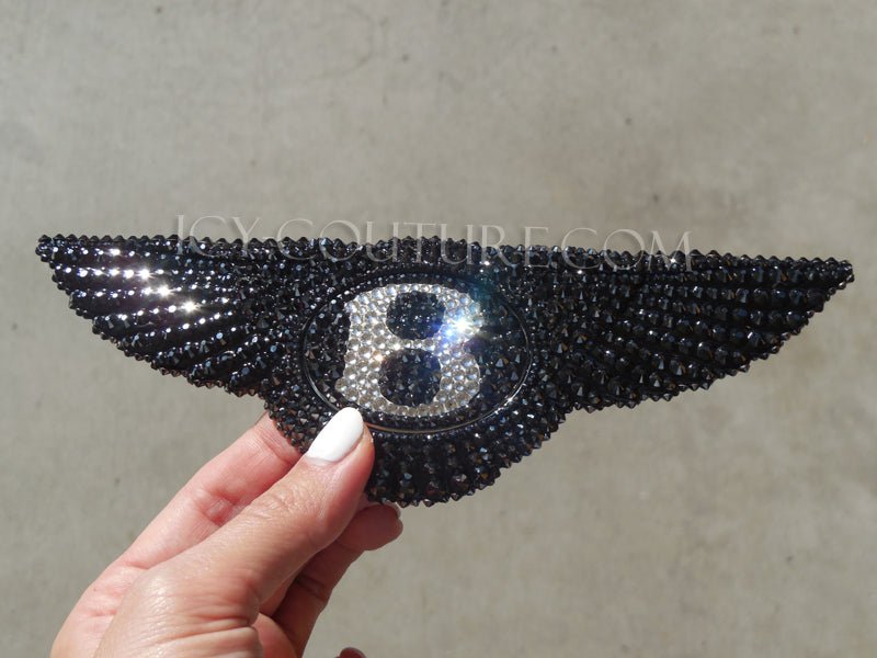 Black Bentley Wings Replacement Bling Emblems custom crystallized with Swarovski crystals by iCY Couture.