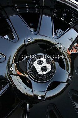 Bentley Replacement  Wheel Center Caps for Rims custom crystallized with black and diamond clear swarovski crystals by ICY Couture.