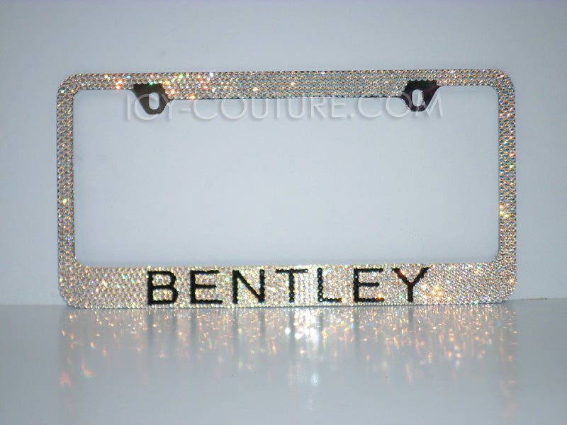 Bentley Bling License Plate Frame Custom Crystallized with Crystal Shimmer Swarovski Crystals by ICY Couture