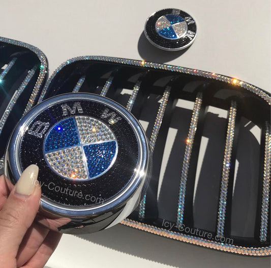 Sparkling Crystal Shimmer BMW Grille and BMW emblems set, crystallized with Swarovski Crystals by ICY Couture.