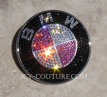 Sparkling Pink BMW emblems crystallized with Swarovski Crystals by ICY Couture.