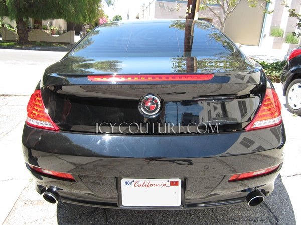 Red on Black Bling BMW emblems crystallized with Swarovski Crystals by ICY Couture (rear view)