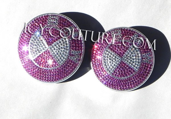 Pink Bling BMW emblems crystallized with Swarovski Crystals by ICY Couture.