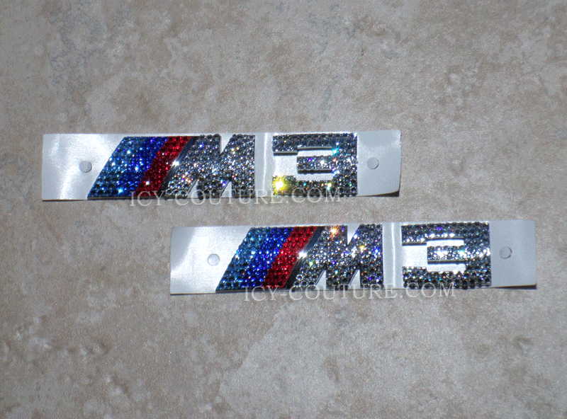 2 x fender M3 Flag Bling BMW emblems crystallized with Swarovski Crystals by ICY Couture.