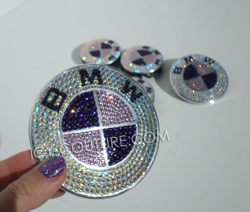 Crystal Shimmer, Purple Velvet and Light Amethyst Bling BMW emblems crystallized with Swarovski Crystals by ICY Couture.