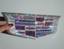 Purple stretched out grille Bling Cadillac Emblem Custom Crystallized in with Swarovski Crystals by ICY Couture