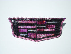 Pink and Black Bling Cadillac Emblem Custom Crystallized with Swarovski Crystals by ICY Couture