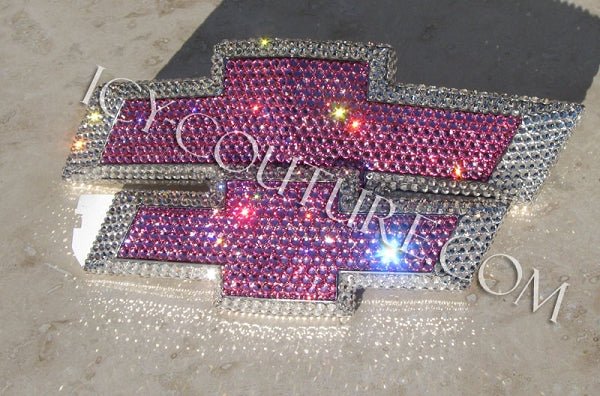 Pink and Diamond Clear Bling Chevy Camaro Bowtie Emblem Custom Bedazzled with Swarovski Crystals by ICY Couture