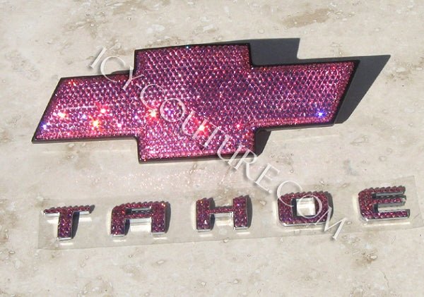 Pink Bling Chevy Tahoe Bowtie Emblem and Matching Tahoe Letters set, Custom Crystallized with Swarovski Crystals by ICY Couture